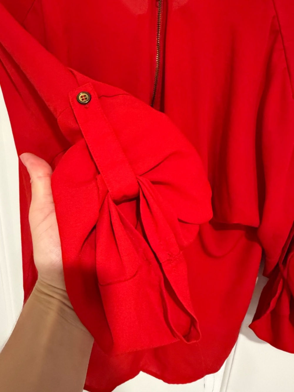 Kaii Red Zip-Front & Back Women's Top Small - Picture 3 of 7